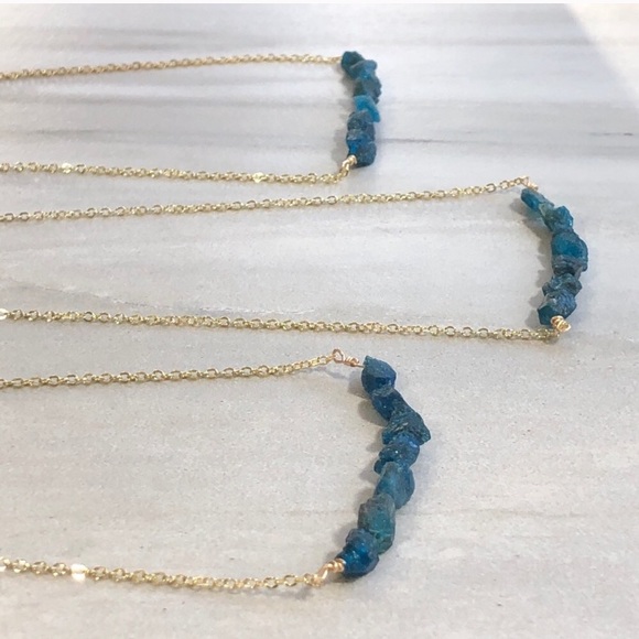 Raw Apatite Crystal 14k Gold Necklace - Picture 2 of 6